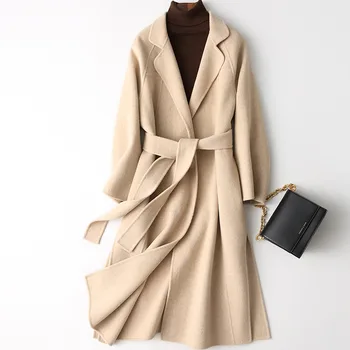 

New women's double faced cashmere coat in autumn and winter 2020 women's medium and long 100% full wool woolen coat