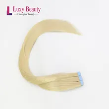 Лента LuxyBeauty в наращенных волосах Remy# 613 Светло-русые человеческие волосы Прямые односторонние волосы утка кожи 10/20/40 / 80pcs 1"- 22"
