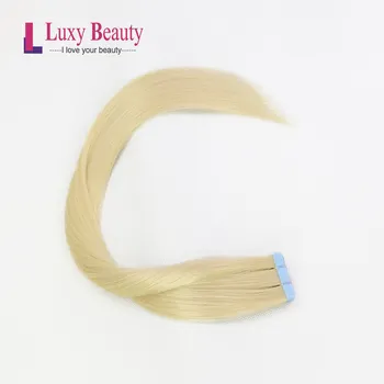 

LuxyBeauty Tape In Remy Hair Extensions #613 Light Blonde Human Hair Straight Sided Skin Weft Hair 20/40/60/80pcs 14" - 22"