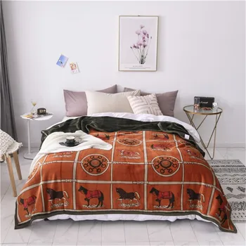 

Nordic Flannel Blanket Ab Version Summer Quilt Soft decorative Throw Blanket Nap Office Air-conditioned Sofa Cover Blanket