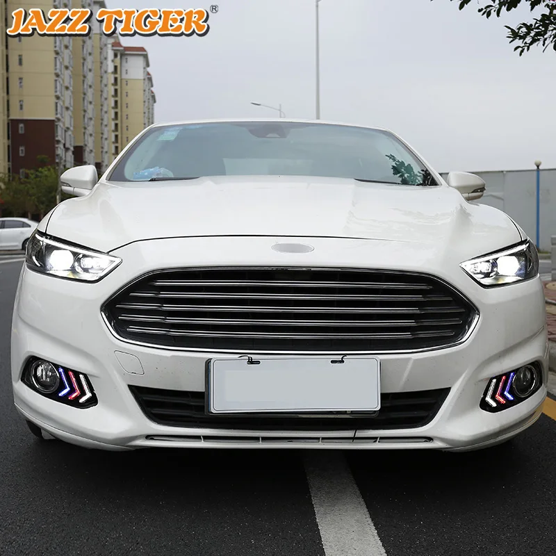 JAZZ TIGER автомобильный Стайлинг светодиодный DRL динамический сигнал поворота головная лампа в сборе светодиодный фара для Ford Fusion Mondeo 2013