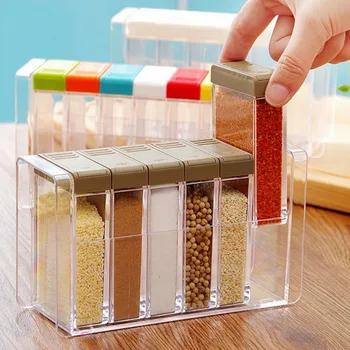 

Transparent Condiment Bottle Seasoning Bottles Prtable Spice Storage Containers Set of 6 Spice Jars Kitchen Accessories