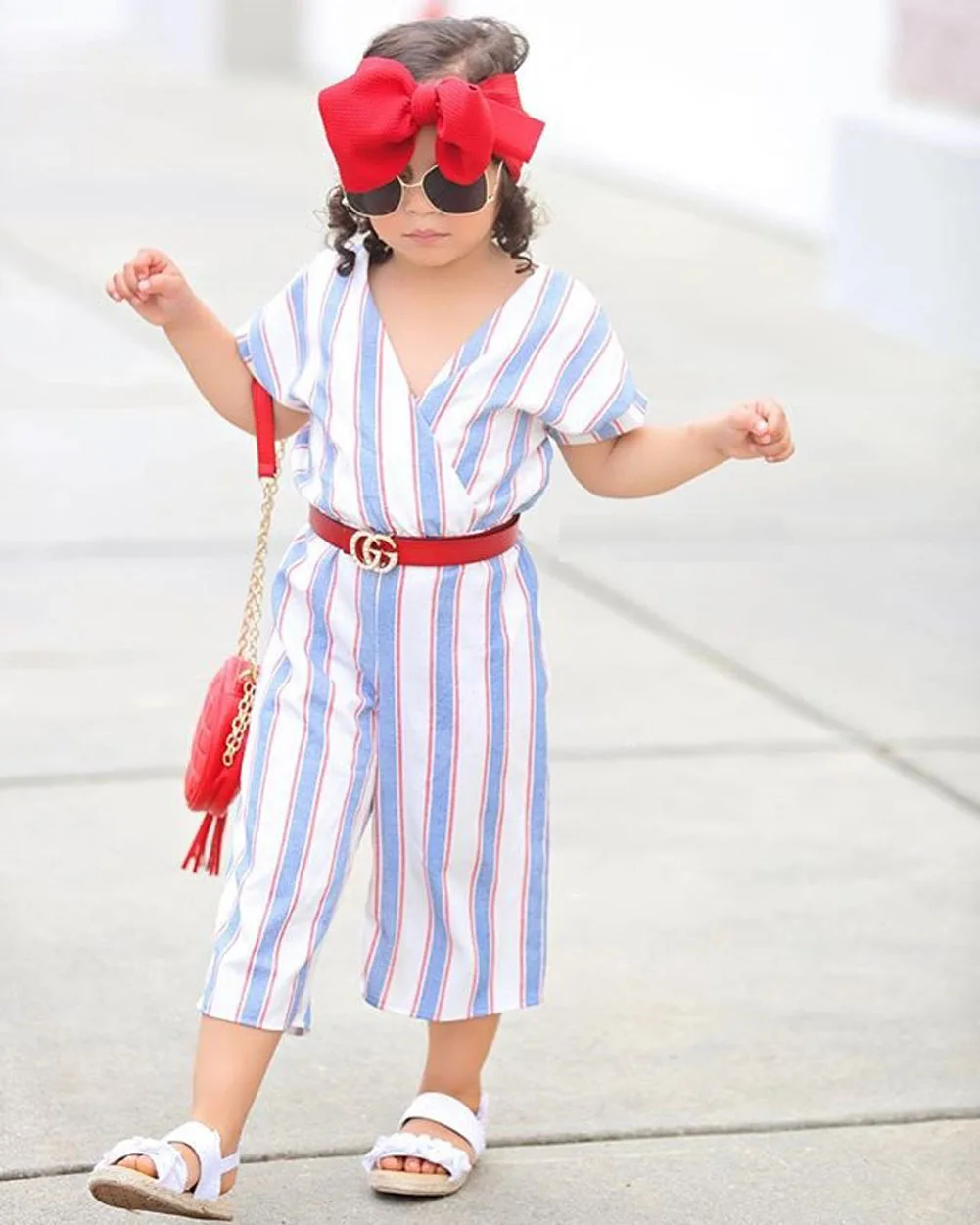Emmaaby/Летняя одежда для маленьких девочек; комбинезон в полоску без рукавов с поясом; летняя одежда; пляжный костюм; повседневная одежда
