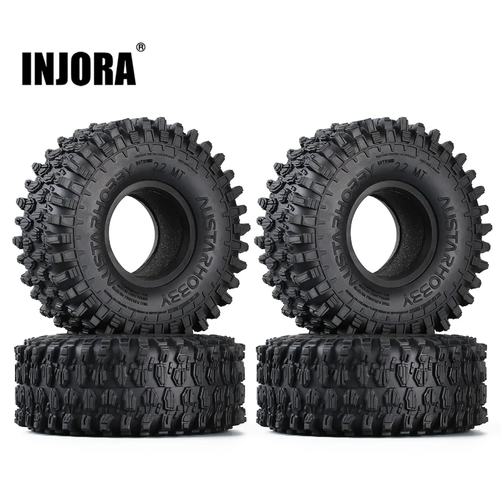Injora 4個 130 46mm 2 2 ラバーテレーンタイヤホイールタイヤ 1 10 Rc ロック クローラー アキシャル Scx10 Rr10レイスkm5用