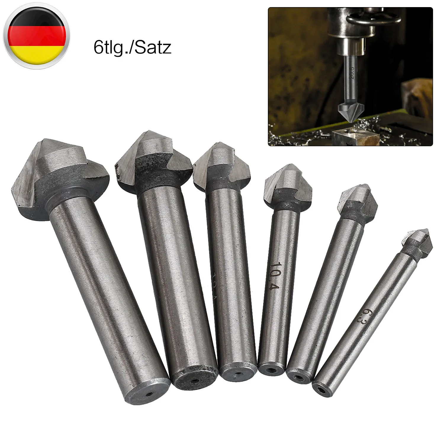 

6 tlg 90° Kegelsenker Satz HSS Senker Entgrater 6,3-20,5mm Senkbohrer Werkzeug end mill tool countersunk bit set