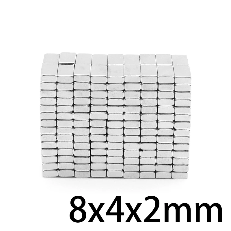 

20/50/100/200/500 шт. 8X4X2 четырехъядерные мощные магниты N35 постоянный неодимовый магнит 8x4x2 мм маленький блок магнит 8*4*2 мм