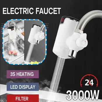 

Water Heater Tankless Element 220V 3000W Kitchen Instant Electric Faucet Hot Water Digital Electric Water Heater Tap 3s Heating