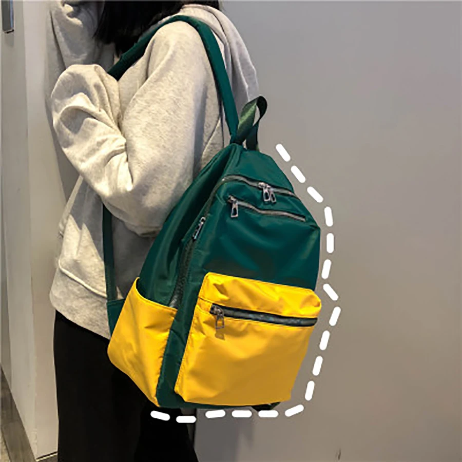 

Casual Color Matching Ladies Backpack Large Capacity Campus Girls Student Schoolbag Bookbag Women Nylon Outdoor Travel Backpack
