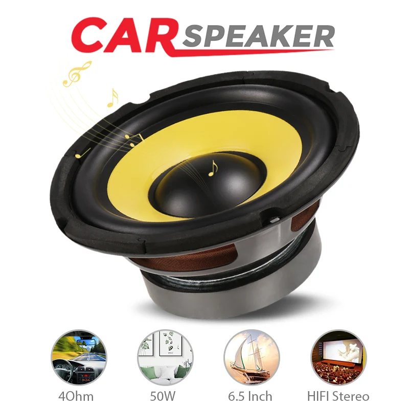 6 5 &quot4Ohm 50W Автомобильный басовый диапазон динамик стерео сабвуфер громкий