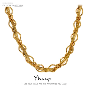 Stainless Steel Snake Chain Necklace Statement Texture Metal 18 K Collar Necklace