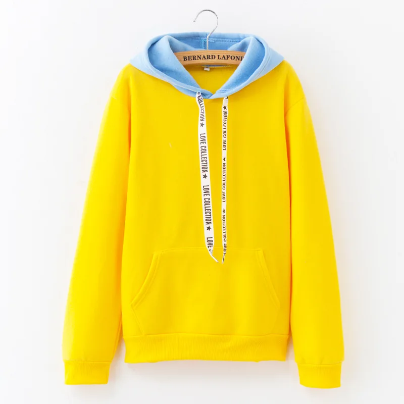 Women's Winter New Solid Color Casual Top Hoodies Sweatshirts Sleeve Long Sleeve Sweatshirt Sportswear - Цвет: yellow