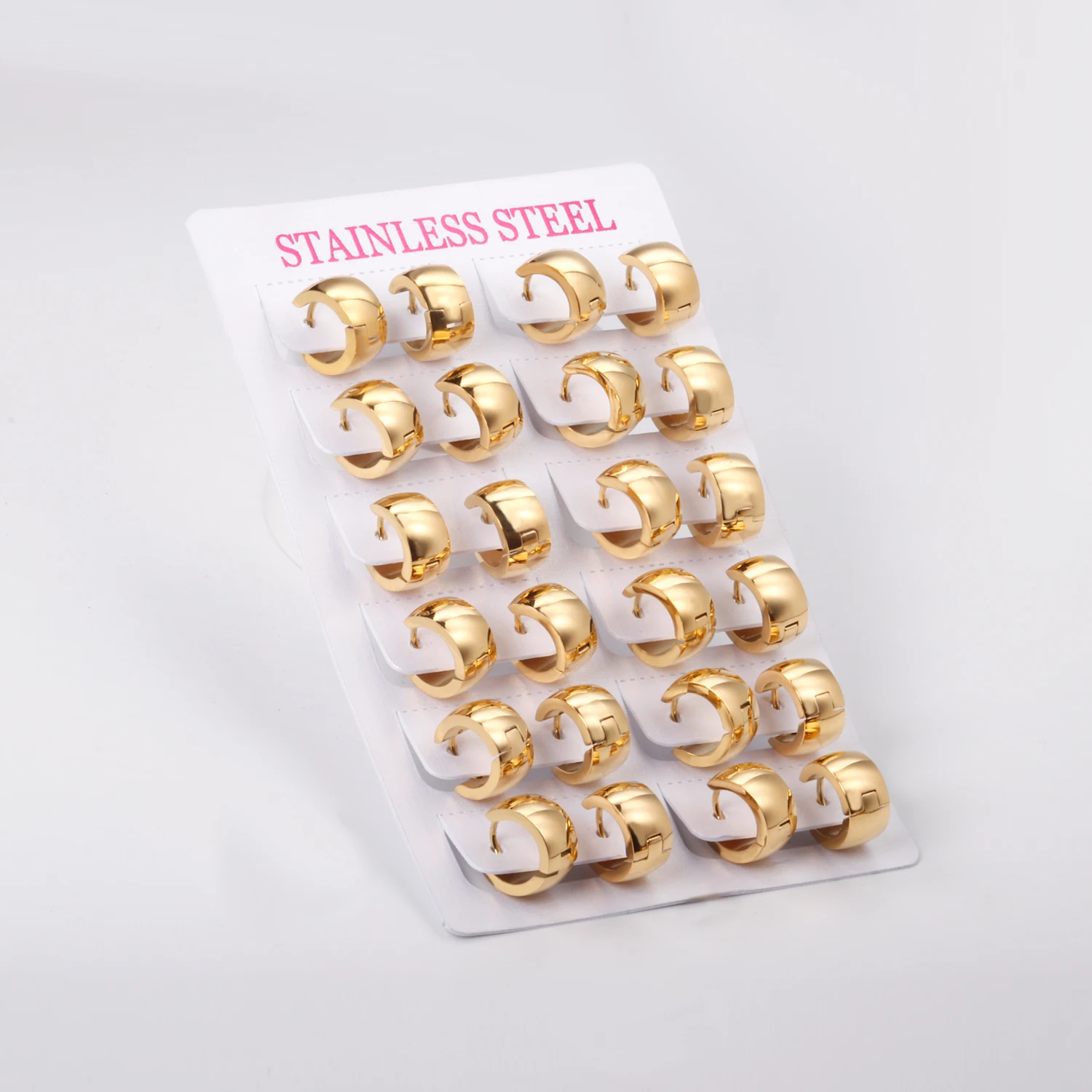 LUXUKISSKIDS 12pairs/lot Gold Color Top 316L Stainless Steel Fashion Korean Jewelry Small Hoop Earring Set For Women-303601