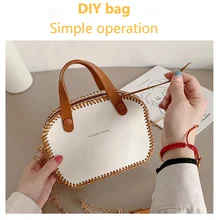 1 Set Women's Bag DIY Material Bag Portable One Shoulder Messenger Bag Gifts For Girlfriends And Friends Simple  PU Leather