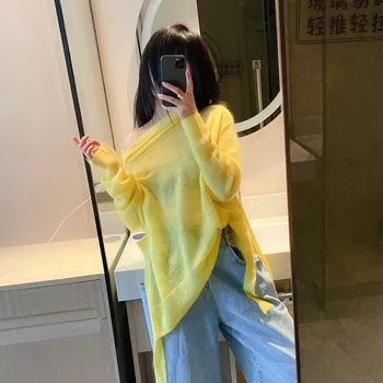 

CXFS 2020 New Spring Women Sweater Casual Female Long Sleeve Pullovers O-Neck Irregular Female Knitted Fashion Sweaters Brand