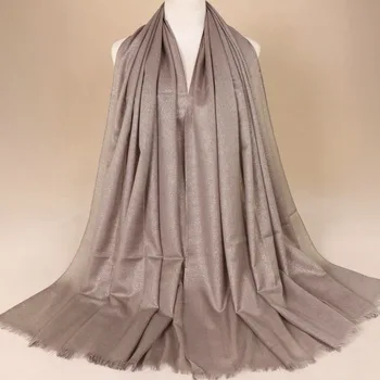 

2019 Women Fashion Plain Lurex Glitter Viscose Scarf Shawl Solid Khaki Muffler Wrap Headband Muslim Hijab Echarpe Foulard Snood