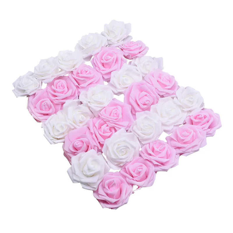 6cm Wedding Roses Foam Artificial Rose Flowers Head Wreath Decorative Flowers DIY Scrapbooking Craft Home Supplies 20/50pcs