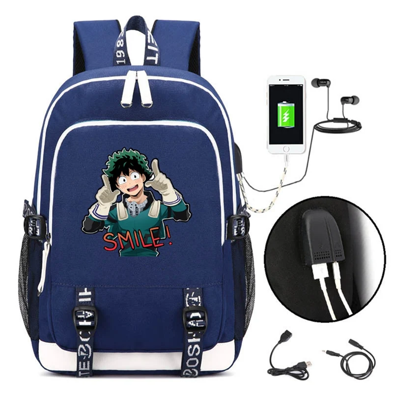 SB0469NV5 Рюкзак Boku no hero Academy, многофункциональный рюкзак для зарядки через USB, школьный рюкзак для ноутбука, сумка для путешествий, подарок - Цвет: SB0469NV5