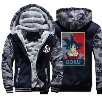 

Hoodie big Size Fleece Trend Sweatshirts 2020 Men Dragon Ball Print Hooded Autumn Winter Camouflage Long Sleeve Zipper Clothes
