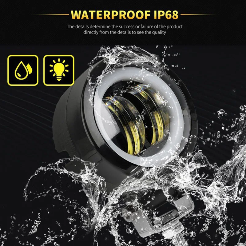 Baratos Luces antiniebla Led redondas Nlpearl de 3 pulgadas para coches 4 × 4 SUV 20W Luz de coche con Ángel LED ojos para camión todoterreno Tractor haz de Punto 9 32V