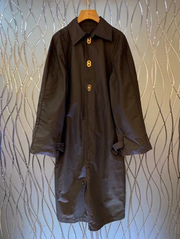 

2020 Early Autumn New Women's Lapel Gold Buckle Decorative Long Sleeve Solid Color Jumpsuit 904