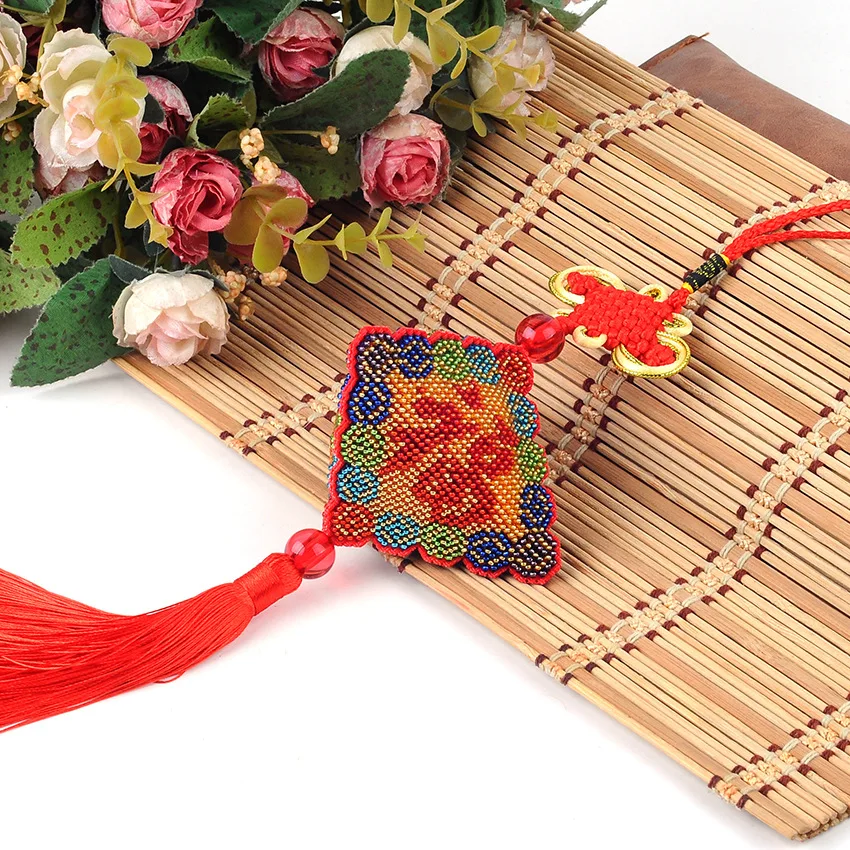 

Ddecoration Car Key Chain Accessories Stamped Crafts DIY Printed Cross-Stitching-Kit Embroidery Stich-Bead Needlework AH1001