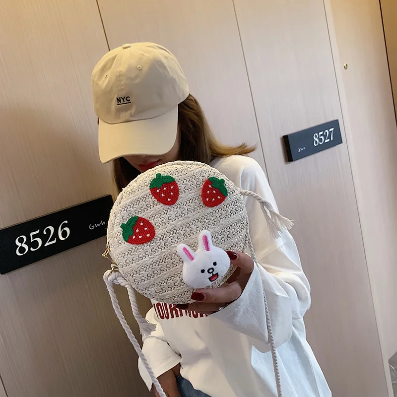 

New Arrival Straw Bag WOMEN'S Bag Summer Small Fresh New Style 2020 Versatile Cute Cartoon Western Style Weaving Shoulder Bag