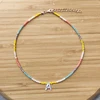 Handmade colorful crystal beads necklace fashion shell letter pendant name choker for women rainbow neck accessories undefined ► Photo 3/6