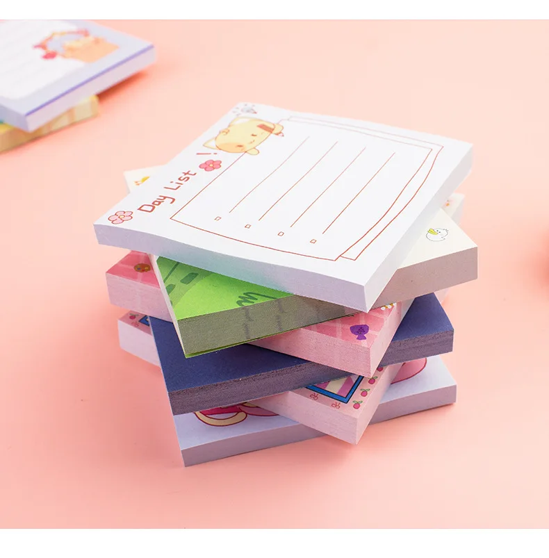 80Page Korean Notebook INS Wind Cartoon Animal Fruit Girl Pattern Horizontal Line Memo Pads Color N Message Cute Sticky Notes