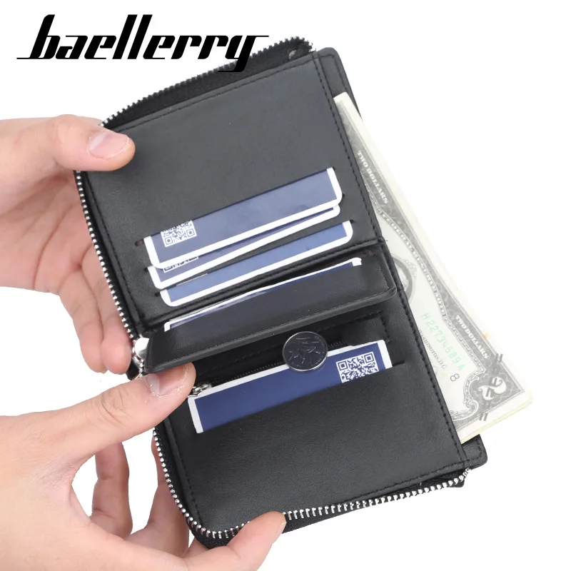 Бумажник для мужчин baellerry PU кожаный держатель для карт мужской роскошный короткий кошелек на молнии кошельки повседневные стандартные кошельки для женщин