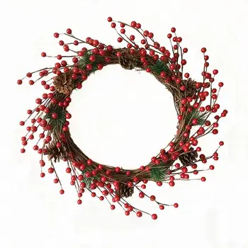 

Artificial Flowers Red Berries Wreath Spring Wreath Outdoor for Front Door
