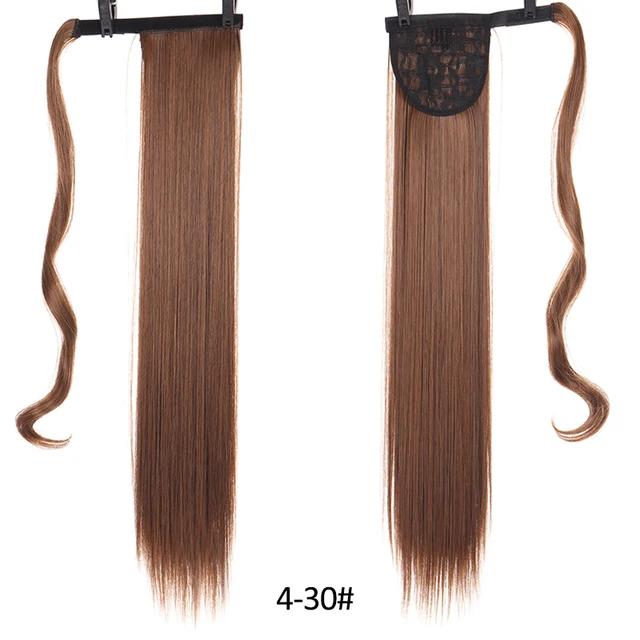 DIANQI Synthetic Corn Wavy Long Curly Ponytail Hairpiece Wrap on Clip Hair Extensions Black Pony Hair 4I30