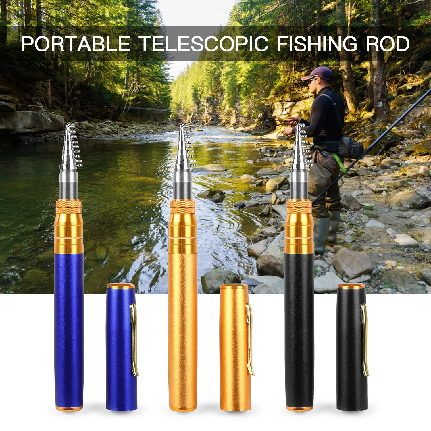 Fishing Rod Pole Telescopic Pocket Pen Fishing Rod Pole Mini Pocket Pen