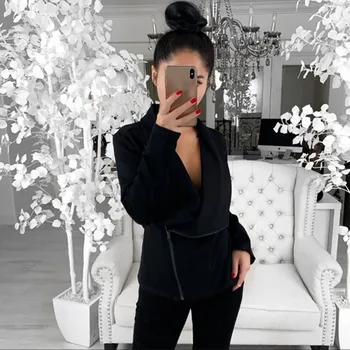 

Women Coat Diagonal Zipper Design Casual Solid Color Turn-down Collar Sweater Autumn And Winter Long Sleeve Jacket Coat