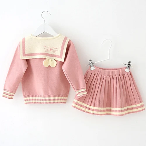 Одежда для маленьких девочек, Осенний вязаный свитер, комплекты одежды для новорожденных девочек, костюм, одежда для бейбиков, комплекты одежды на Рождество, день рождения - Цвет: pink baby set