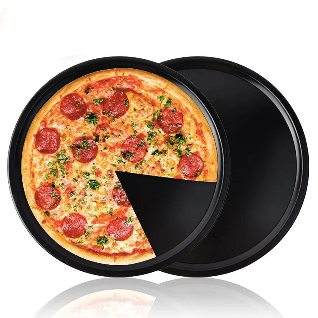 Антипригарный противень для пиццы из углеродистой стали, лоток 32 см, блюдо для пиццы, держатель посуды, посуда для дома, кухонные принадлежности для выпечки, Аксессуары# LR3