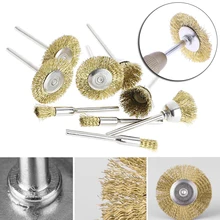 9 шт. латунные щетки колеса провода штампы шлифовальный станок роторный электрический гравер инструмент для удаления краски ржавчины набор кистей