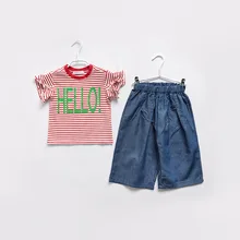 Южная Корея детская одежда новинки летняя хлопковая детская одежда из вельвета, для мальчика, в ковбойском стиле для девочек, 7 точек свободные штаны