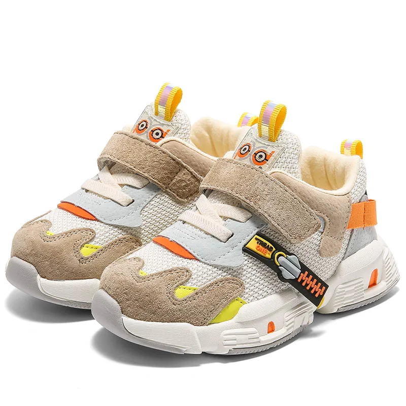 Apricot Spring Toddler Casual Sneakers Children Sport Sneakers Baby Girls Mesh Brand Shoes Boys Genuine Leather Sneakers Trainers - Цвет: Apricot