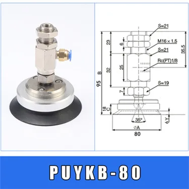 Манипулятор присоска промышленный Универсальный качели PU/мопс/PUYKB60/80/100/120 пневматическая резиновая присоска - Цвет: Зеленый