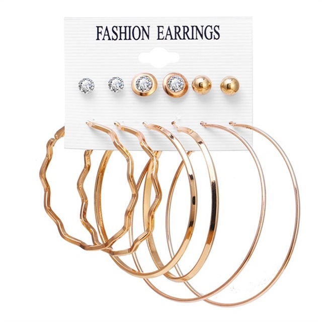 Fashion Women's Earrings Set Pearl Hoop Earrings For Women 2021 Bohemian Geometric Big Circle Gold Star Heart Earring Jewelry