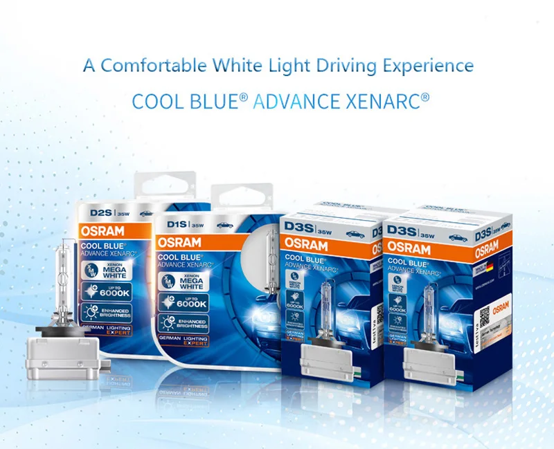 OSRAM D1S D2S D3S D4S CBA Xenon HID Cool Blue Advance 12V 6000K Mega White Car Xenon Headlight Light Auto Genuine Hi/lo Beam, 1x