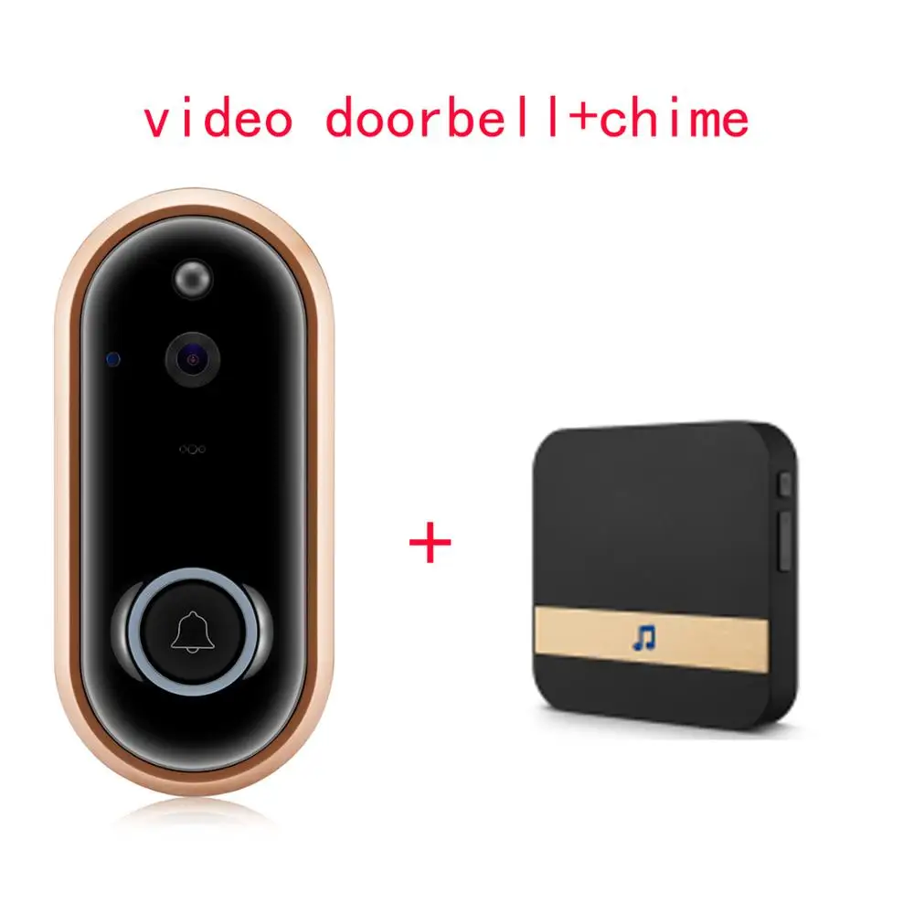 Doorbell and chime A-ZONE беспроводной дверной звонок камера 1080P видеодомофон ночное видение PIR детектор движения умный Wifi наружный дверной звонок с камерой - Цвет: Doorbell and chime