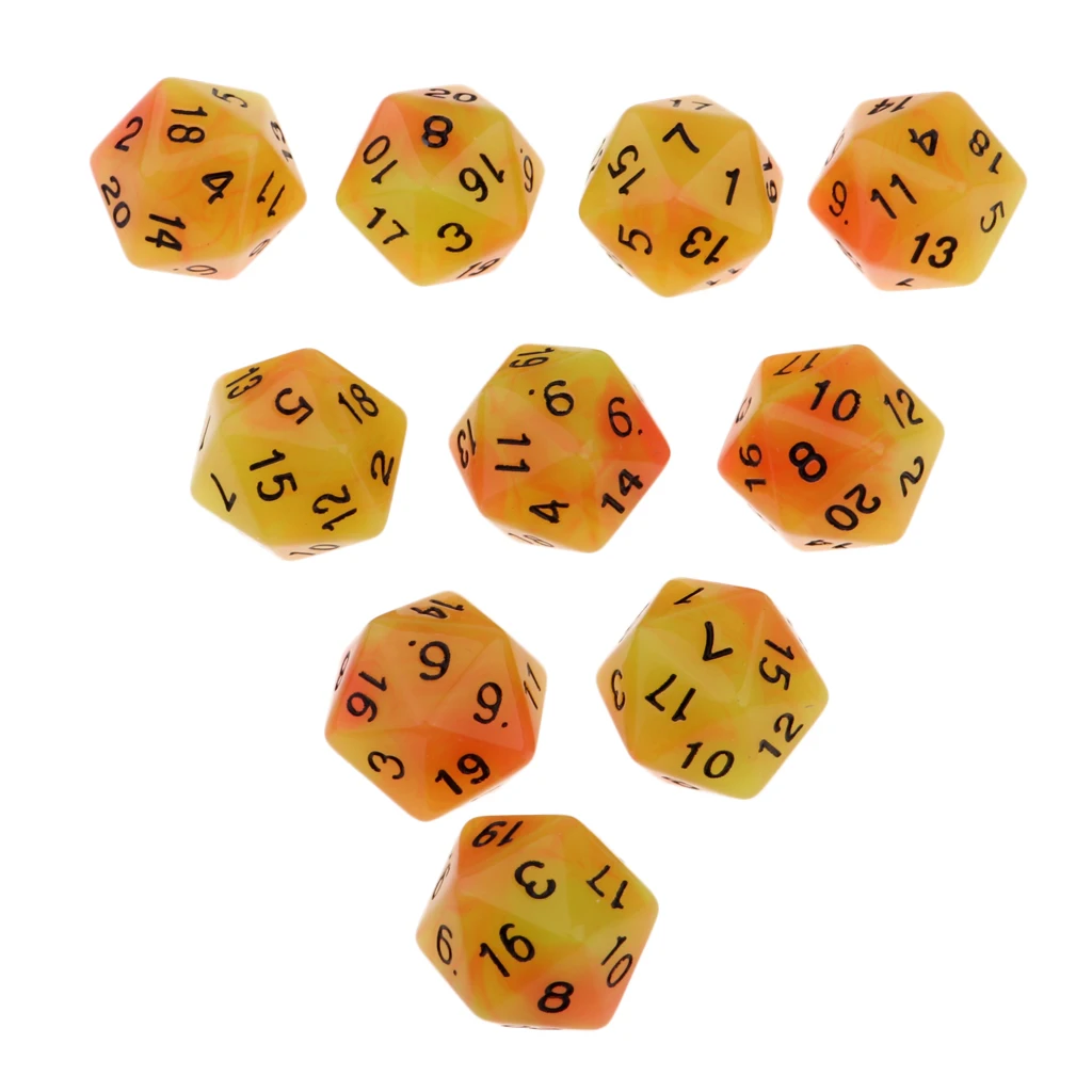 10PCS Night Luminous Dice Role Playing Game D20 Dice for Dungeons &Dragons DND Role Playing Game Dices
