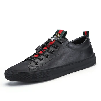 

New Design Breathable Leather Sneakers Outdoor Soft Casual Sports Shoes Men Lace Up Non-slip Walking Shoes