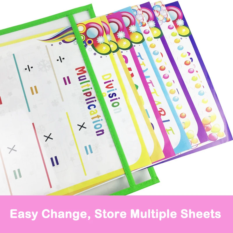 Bolsa reutilizable de borrado en seco con bolsillos, toallita transparente para escribir y dibujar, marcadores para pizarra, suministros de enseñanza para aula, 1 Uds.