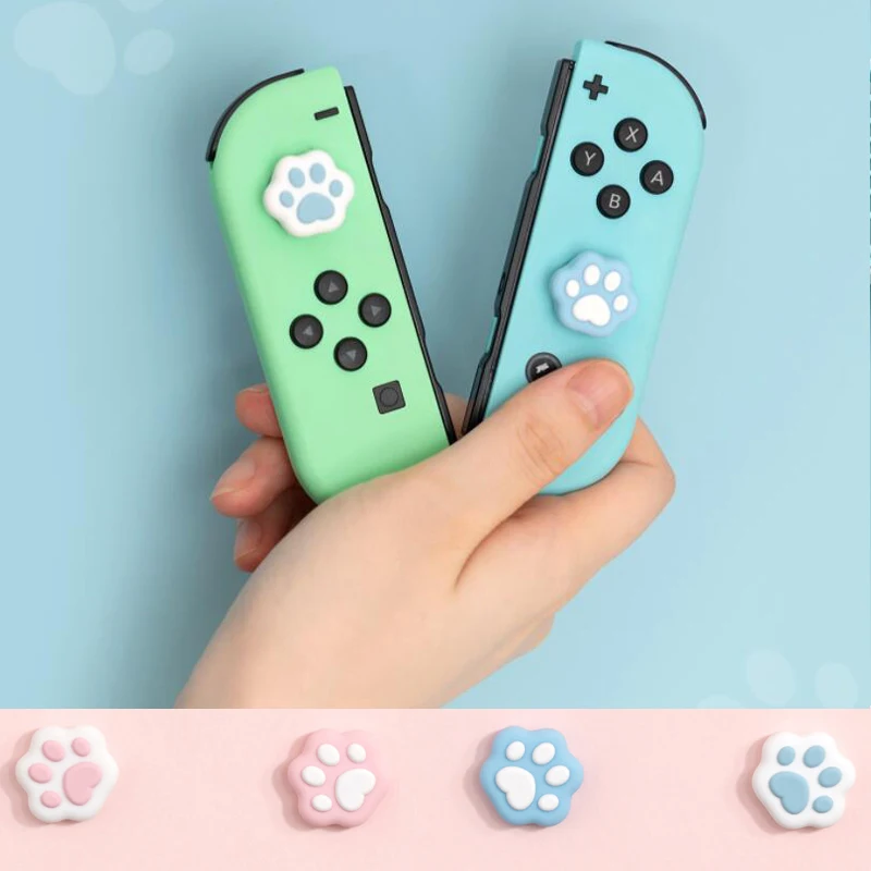 Pink Blue Cat Paw Thumb Stick Grip Cap Joystick Cover Protettiva Per Nintend Switch Ns Lite Joy-Con Controller Thumbstick Case