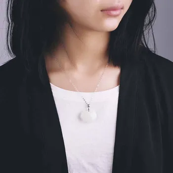 

Hetian jade pendant women's 925 silver-encrusted jade white jade as happy as Ping'an long life jade lock jade pendant jade jade