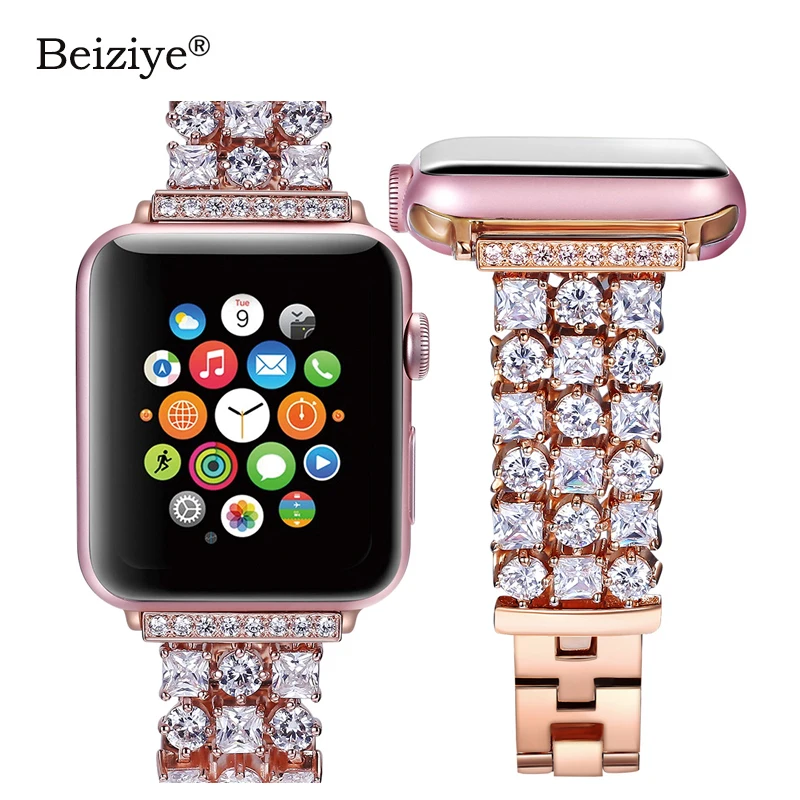 Женский бриллиантовый ремешок для Apple Watch 4, 5, 44 мм, 40 мм, роскошный сменный Браслет для iWatch 38 мм, 42 мм, серия 3, 2, 1