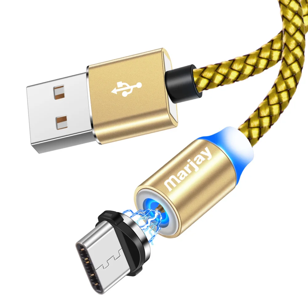 Marjay Магнитный Micro USB кабель для huawei Xiaomi Redmi Быстрая зарядка type C кабель для samsung магнитное зарядное устройство USB шнур для iPhone - Цвет: Yellow for Type C