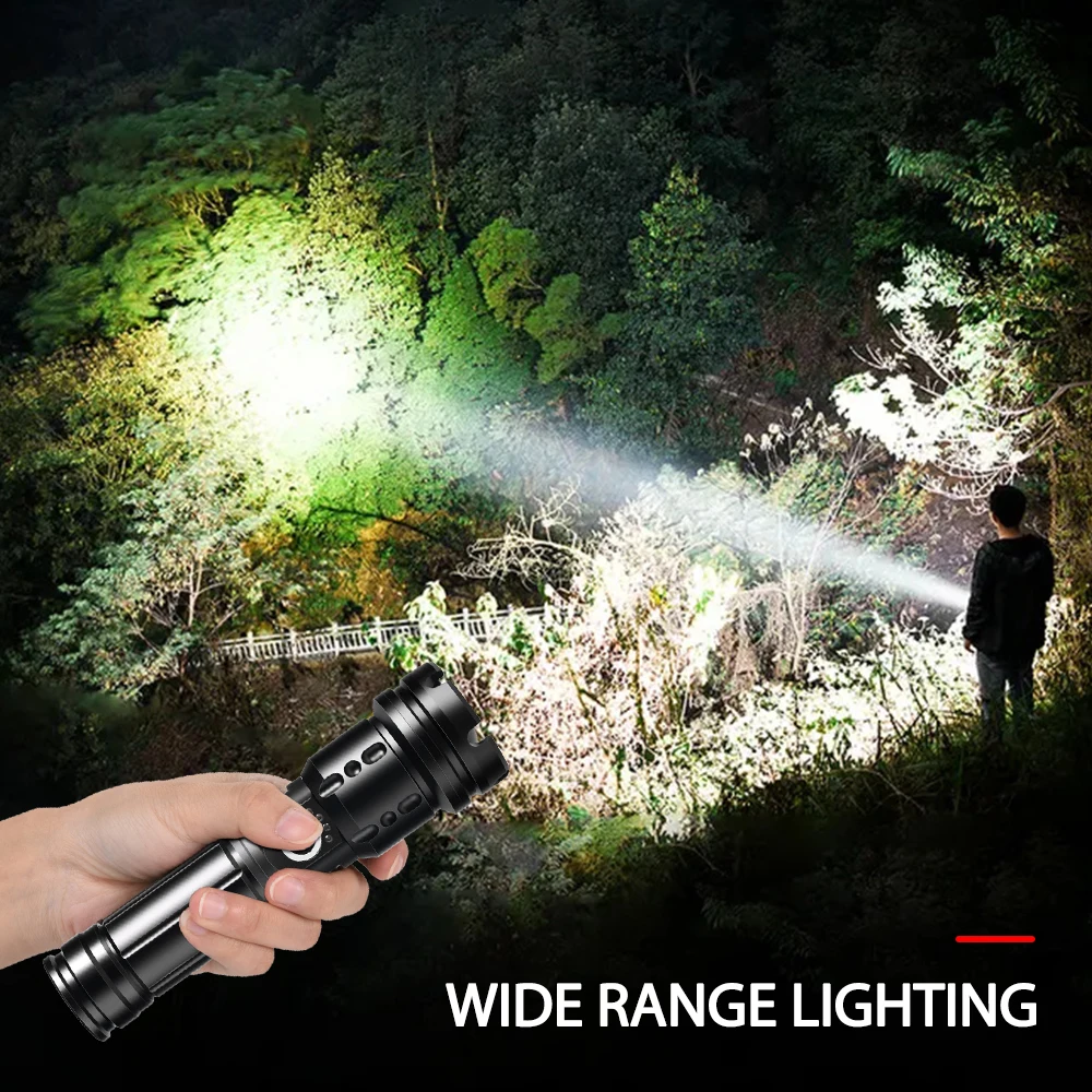 New 50W High Power LED Rechargeable Ultra Powerful Tactical Flashlights  Torch USB Charging Battery Outdoor Light Camping Fishing